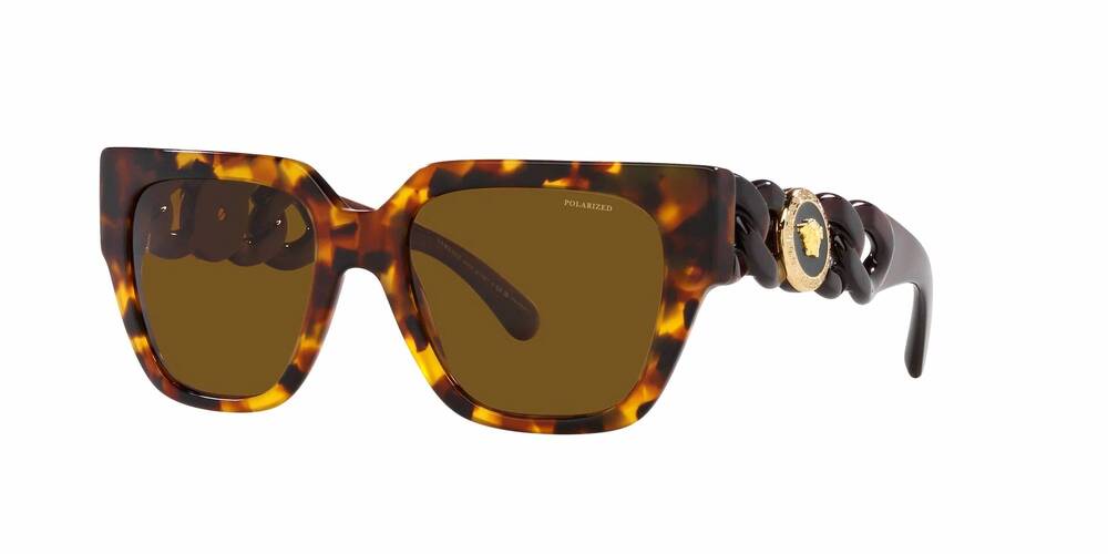 NEW VERSACE women's ve4409 square sunglasses in havana - dark brown - polarized